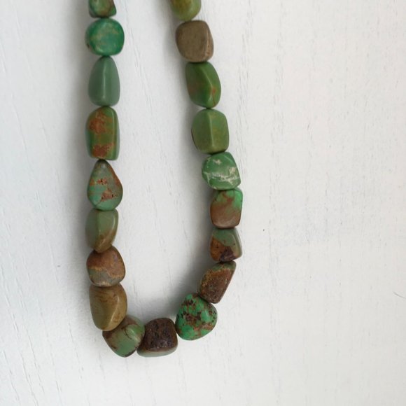 Jay King Vintage Green Turquoise Nugget Necklace Sterling Silver 17" - Picture 6 of 6